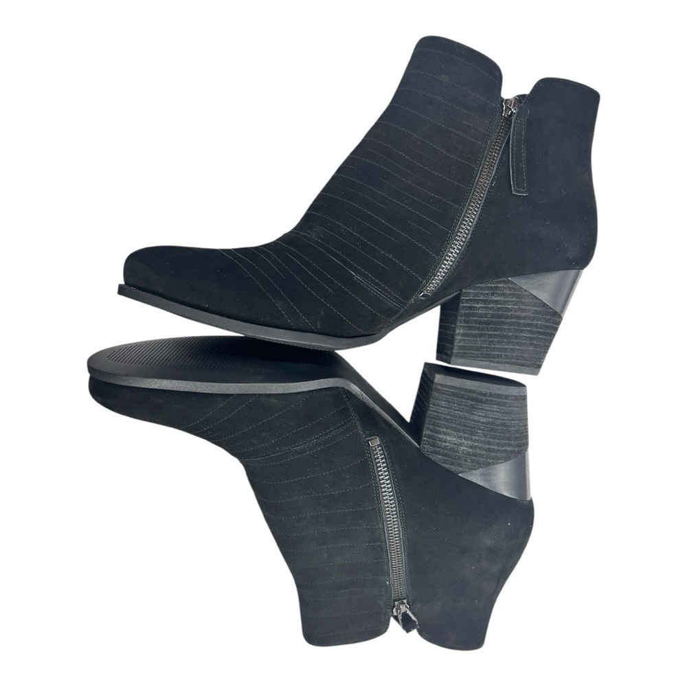 Vaneli Stylish Black Nubuck Block Heel Ankle Boots Size 12 Preowned Like New - Picture 4 of 10